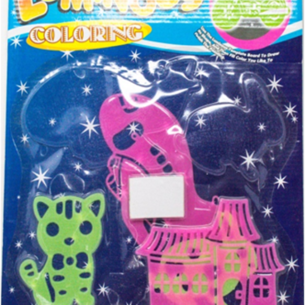 GLOW IN THE DARK STENCILS AND COLOURING SET