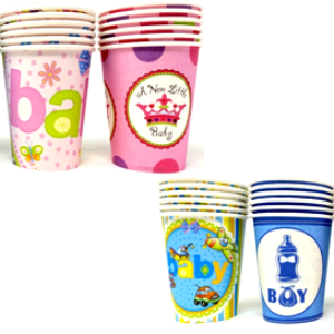 9OZ BOY OR GIRL PAPER CUPS - 12PCS PER STYLE