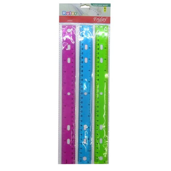 3 PCS RULER SET ASSR COLOURS, 36*11CM