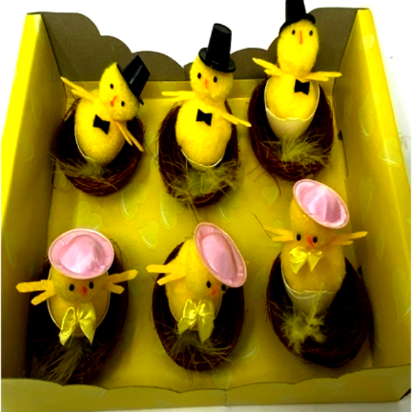 6CM EASTER CHICKS IN NEST (6PCS),25.5*17.5*6CM