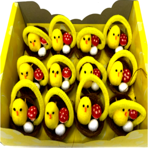 EASTER CHICKS IN BASKET (12PCS),23.3*17.5*5.7CM