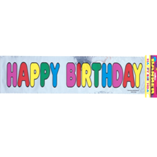 HAPPY BIRTHDAY BANNER ASSR COLOURS / PATTERNS,89*14CM