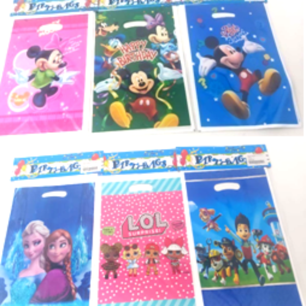 PARTY BAGS ASSR CHARACTERS: MICKEY MOUSE, MINNIE MOUSE LOL SURPRISE, FROZEN, PAW PATROL, CARS, AVENGERS & SPIDERMAN ,