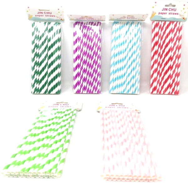 25PCS PAPER STRAW ASSR COLOURS,24.5*8CM