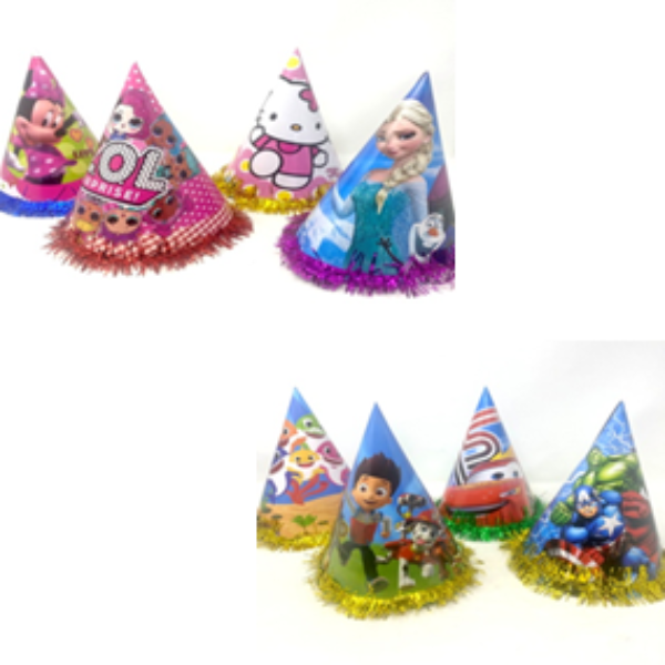 10PCS PARTY HATS ASSR CHARACTERS,23*19CM