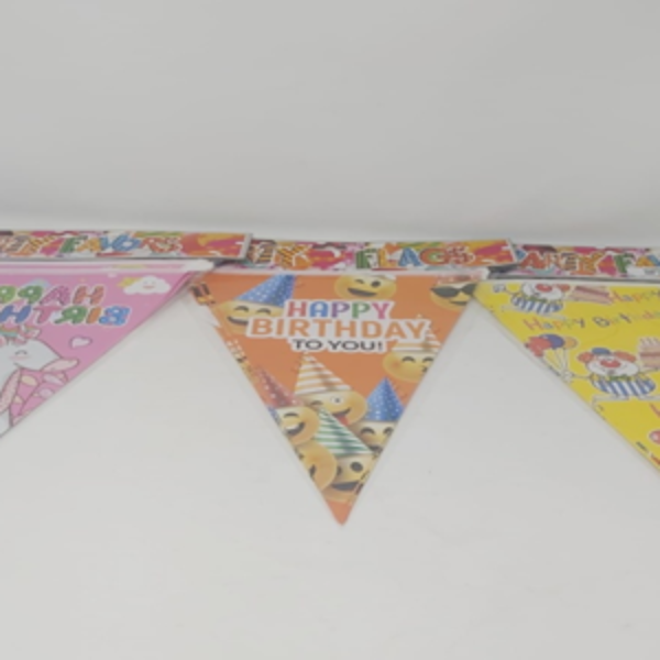 TRIANGULAR HAPPY BIRTHDAY BANNER ASSR PATTERNS,34*26CM