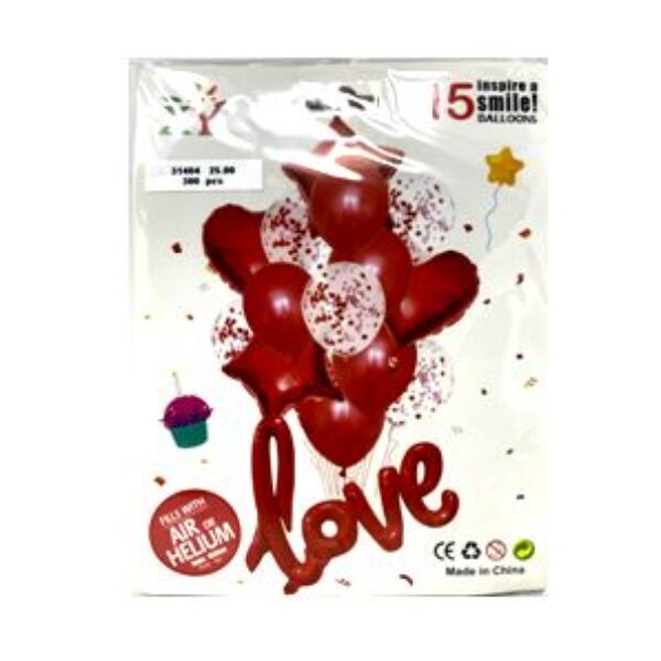 15PCS LOVE BALLOON COLOR: RED & PINK,22*17CM