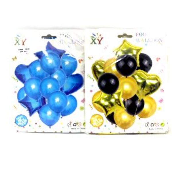 18 PCS BALLOON, COLOR: GOLD & BLACK & BLUE