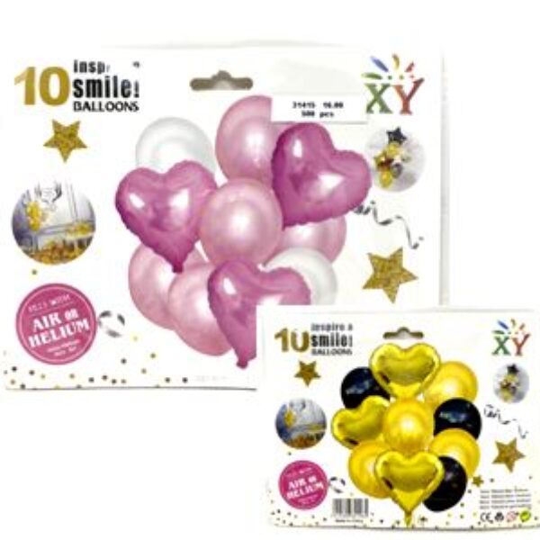 10PCS BALLOON, COLOR: GOLD &PINK , 17*22CM