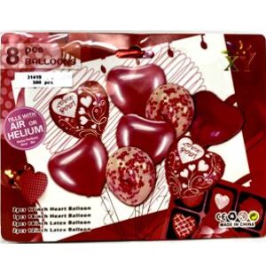 8PCS HEART BALLOON SET, 17*22CM