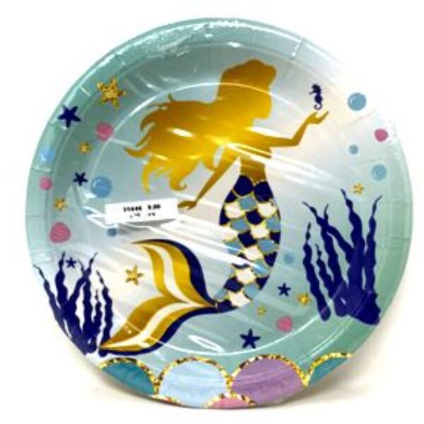 9'' MERMAID PARTY PLATE ,23CM