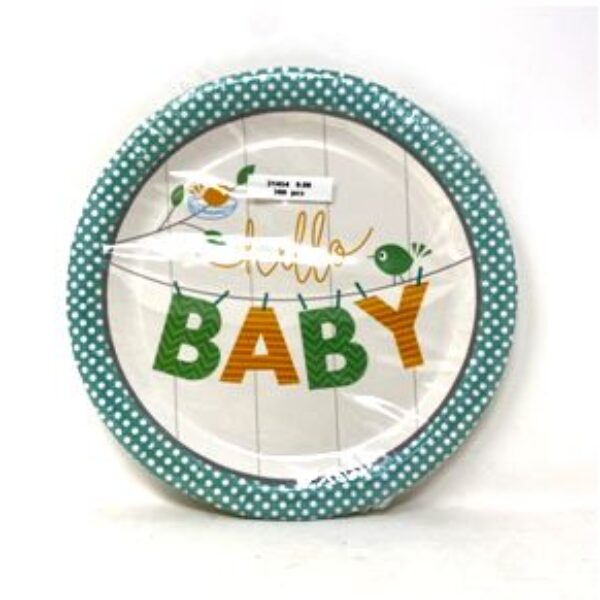 9" HELLO BABY PARTY PLATE, 23CM