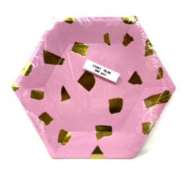 PINK AND GOLD PARTY PLATE, 17*19CM