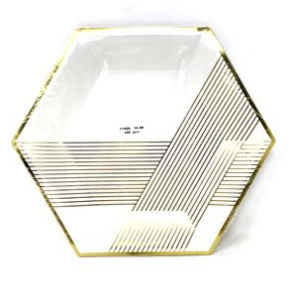 WHITE & GOLD PARTY PLATE,23*26CM