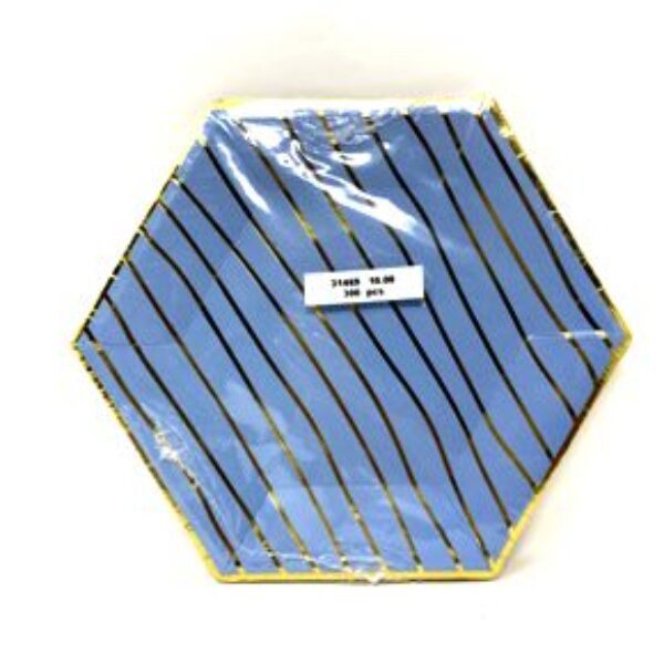 BLUE & GOLD PARTY PLATE, 18*21CM