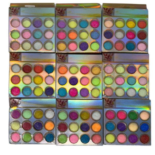 12 FINE GLITTER MIX, MULTICOLOR POWDER MIX