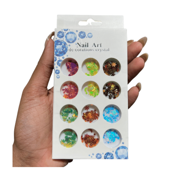 12 GRID IRIDESCENT NAIL DECORATOR MULTICOLOR MIX