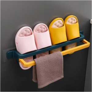 BATHROOM SLIPPERS & TOWEL RACK