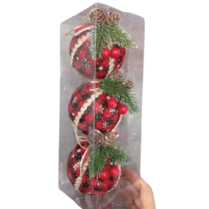 3 PCS PLAID CHRISTMAS BALLS