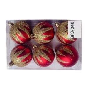 6 PCS CLASSY RED & GOLD CHRISTMAS BALLS