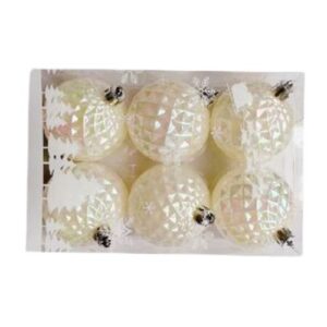 6 PCS WHITE CHRISTMAS BALLS