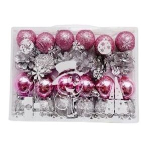 24 PCS PINK & SILVER CHRISTMAS BALLS