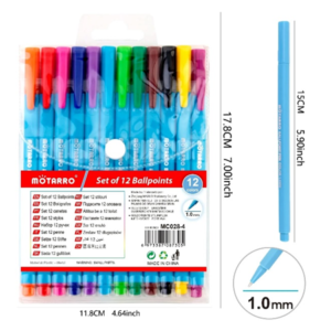 12PCS COLORED BALLPOINT PENS