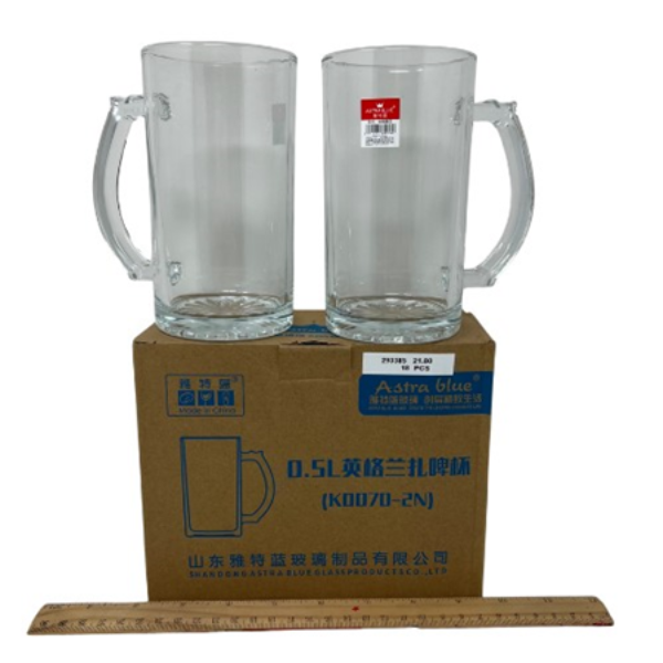2 PCS 500 ML GLASS WITH HANDLE