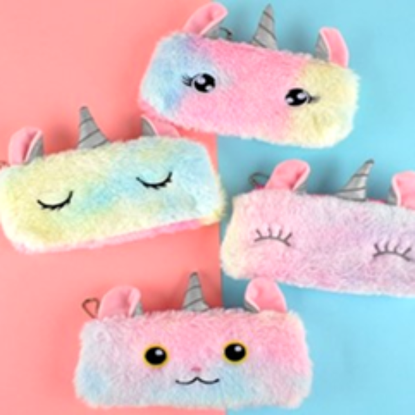 UNICORN THEMED FURRY PENCIL CASE