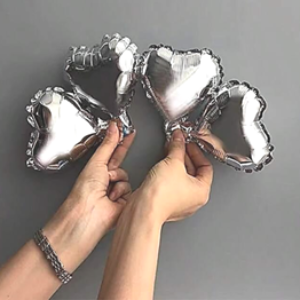 50PCS SILVER HEART SHAPED FOIL BALLOONS