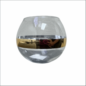 FISH BOWL VASE W GOLD RIM