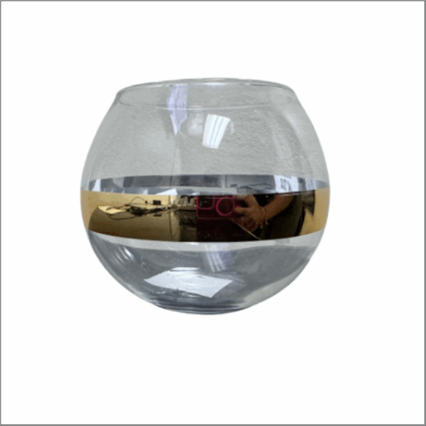 FISH BOWL VASE W GOLD RIM