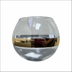 FISH BOWL VASE W GOLD RIM