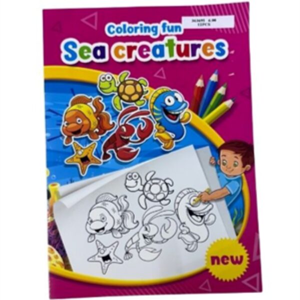 SEA CREATURES - 8 PAGES COLORING BOOK
