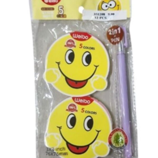 2PC SMILEY STICKY NOTES W PEN