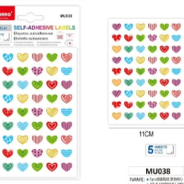 5 SHEETS HEART STICKERS