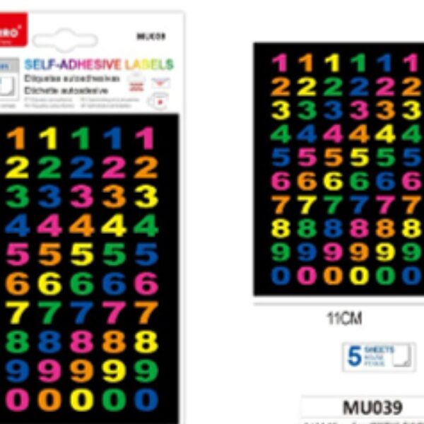 5 SHEETS SELF-ADHESIVE LABEL - NUMBERS